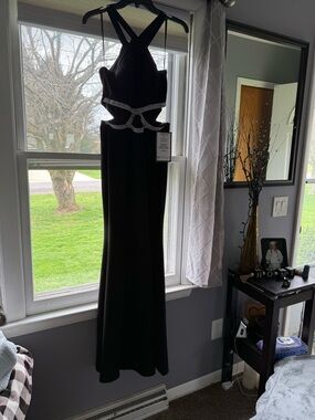 Speechless Black Prom Dress with Silver Beading cutouts